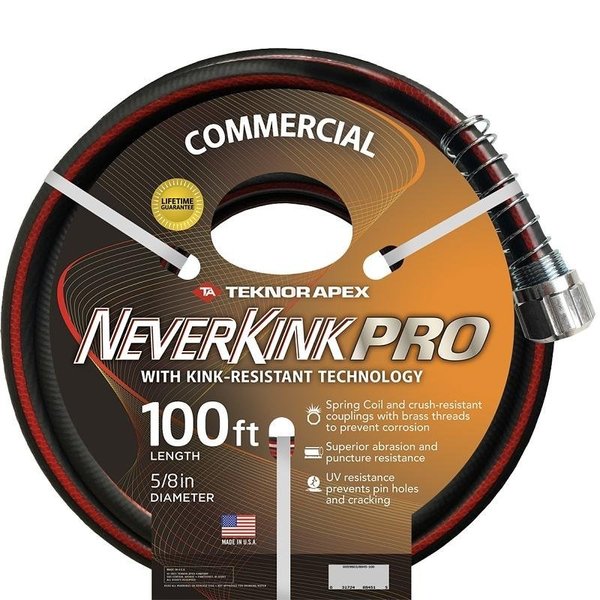 Neverkink Apex  Pro Commercial Water Hose, 58 in, 100 ft L, Brass Threaded Coupling 8845-100